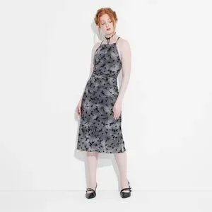 wild fable Dresses Wild Fable Flocked Mesh Midi Slip Dress - Main Image